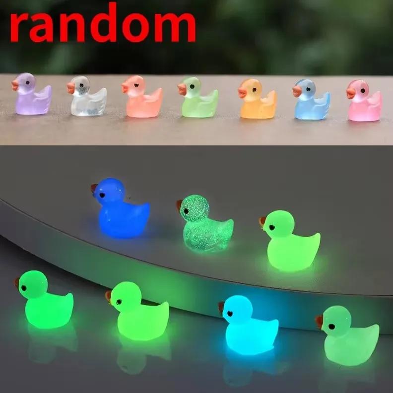50/100Pcs, Luminous Mini Resin Duck With Sunglasses, Mini Resin Duck Bulk Duck Set, For Outdoor Potted Micro Decor Holiday Decor