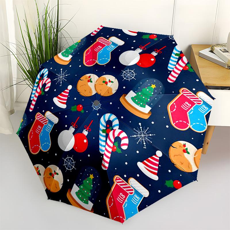 1pc Christmas ornaments . Umbrella with Plastic Handle,Compact & Stylish,Cartoon Pattern,Outdoor UmbrellaPT355