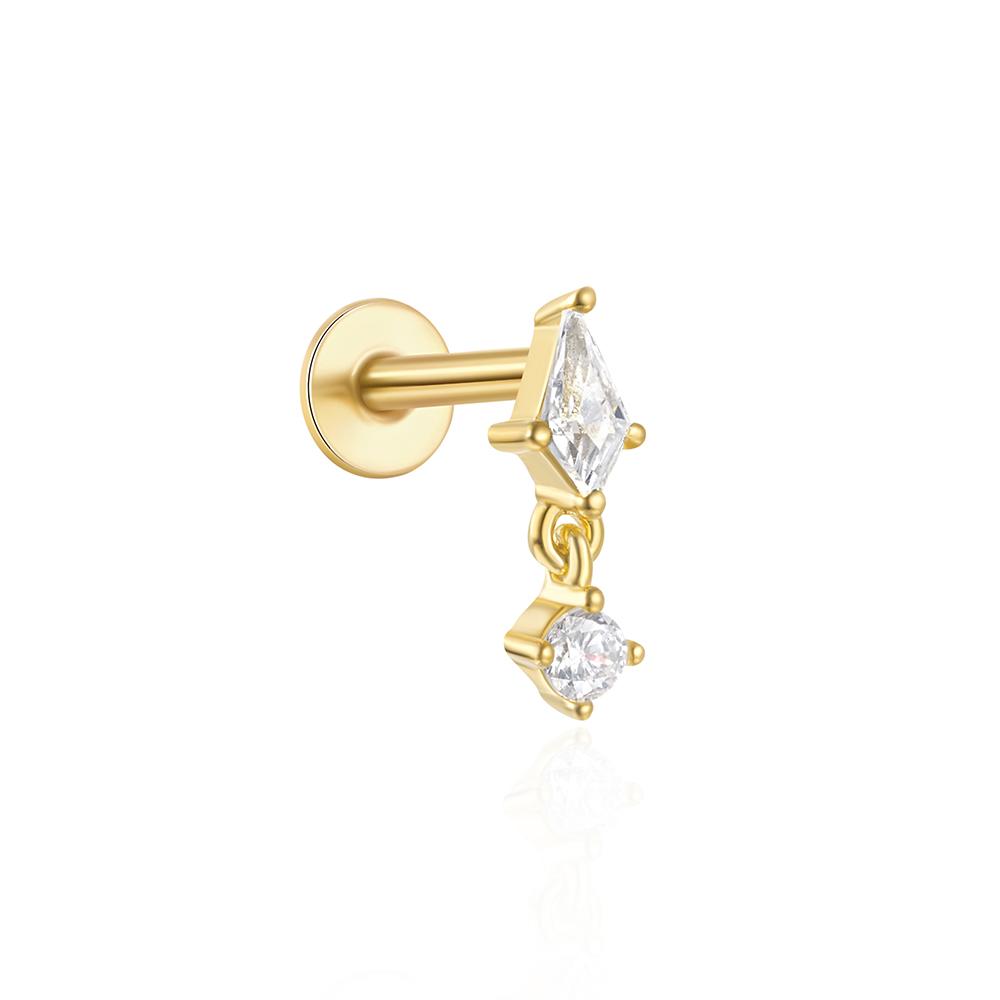 Aide 1pc 925 Silver Mini Zircon Thick Flat Screw Back Drop Earrings For Women K Gold Piercing Stud Earrings Jewelry