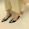 Women High Heel Sandals Summer New Fashion Pointed Toe Rhinestone Formal Back Empty Comfortable Ladies Party Luxury Mule Shoes