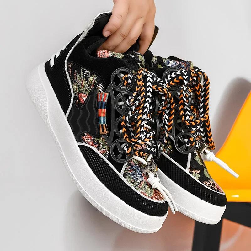 

Высокое качество 2025 Осень Мужские кроссовки Мода Ретро Мужские ботильоны Удобная уличная нескользящая повседневная обувь для мужчин Харадзюку 39 оранжевый