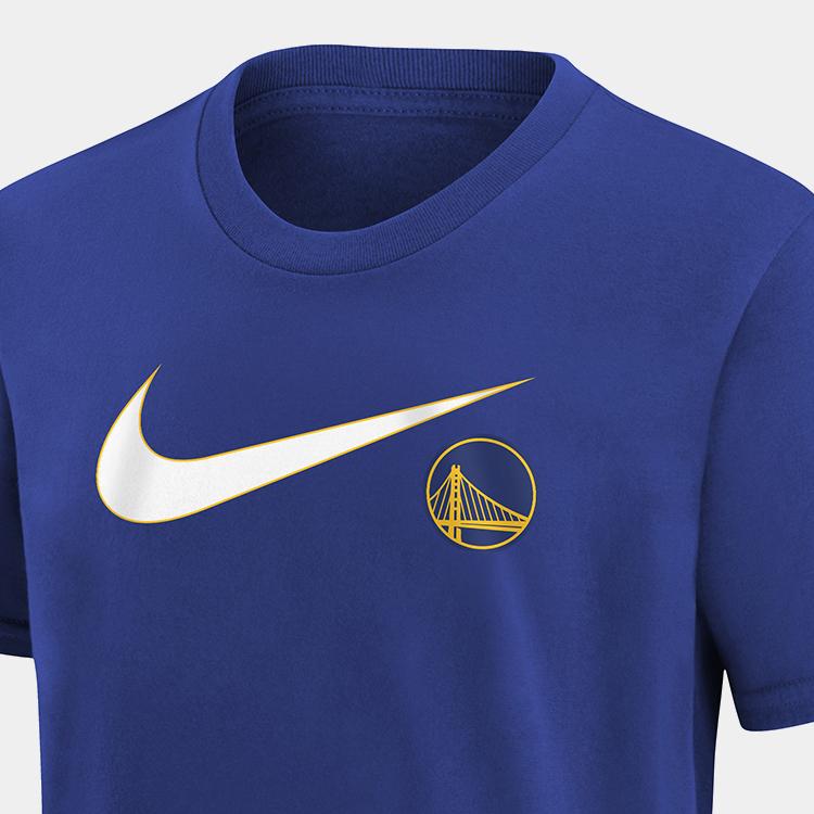 Nike X NBA Youth Golden State Warriors Round Neck Comfortable Casual Solid Color Short Sleeve T-Shirt Kids Tops Royal-Blue 3Z2B7NBBQ-WAR
