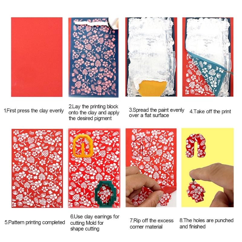 Reusable Silk Screen Stencils for Clay Jewelry Earrings, Texture Sheets for Clay