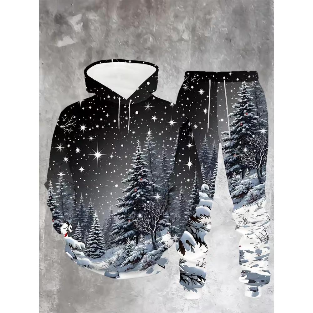 

2026 Різдвяні комплекти худі та штанів з двох предметів Набір з 3D-принтом Санта Клауса Чоловічий Жіночий Модний Набір Худі+Штани Різдвяні Подарунки Спортивний Костюм 6XL