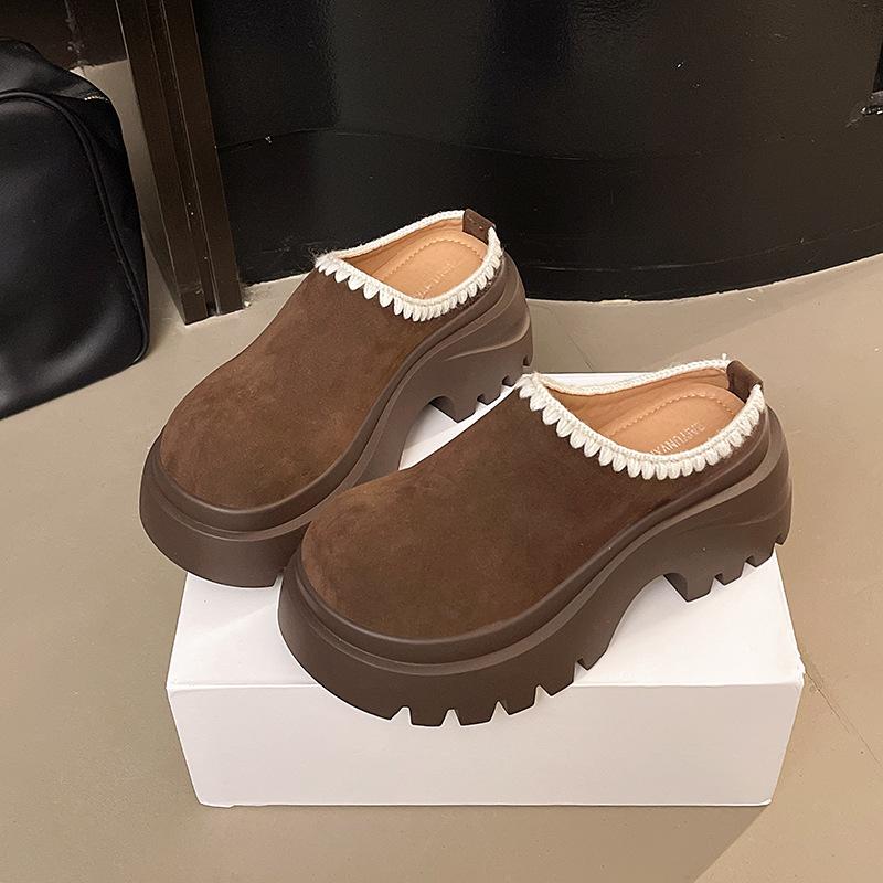 

Маффин на толстой подошве, увеличивающий рост, обувь Boken, сумка-голова, полушлепанцы, женские, 2025, осень, новая одежда, шлепанцы Boken на одной педали 40 темно-коричневого