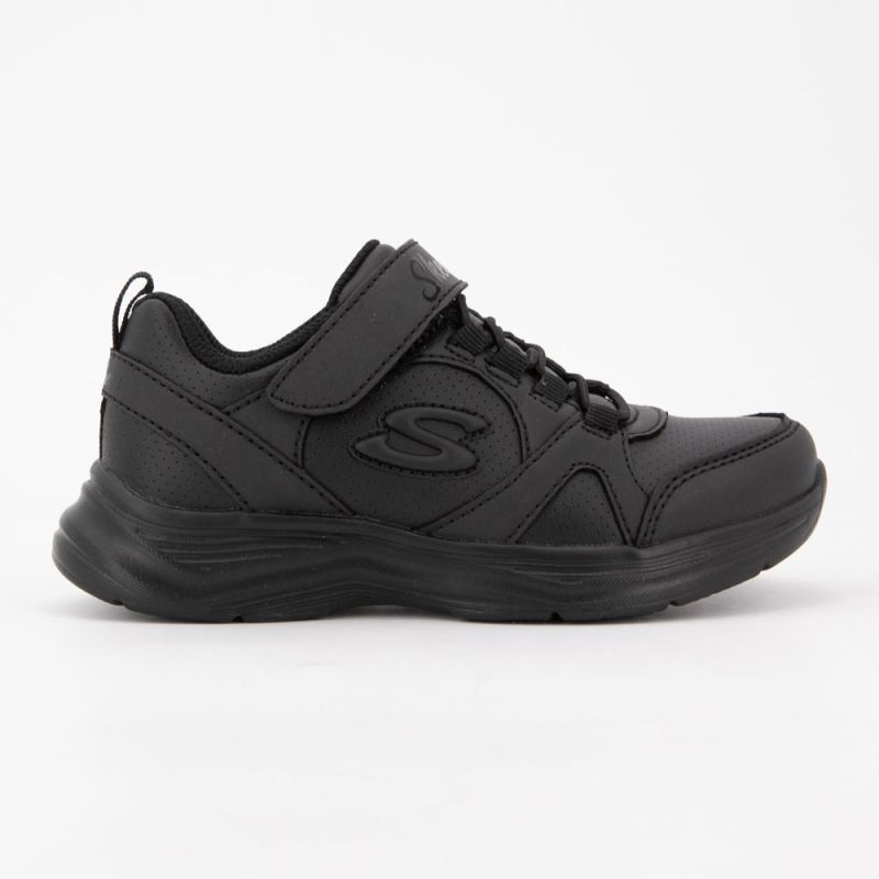 Black Lace-up Sneakers with Velcro Strap Child SKECHERS