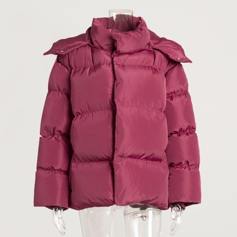 Womens Loose Solid Hooded Thick Padded Warm Winter Jacket
