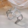 Modern Geometric Open Bangle for Women Stainless Steel Bangle Minimalist Silver Tone Adjustable  Jewelry Gifts