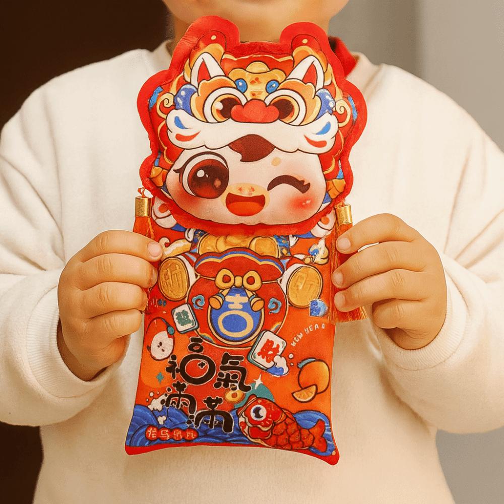 Cartoon Money Pocket With Shoulder Straps Red Envelope New Year's Blessing Bag  Wedding Birthday
