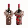 European & American Christmas Wine Bottle Sleeve with Bow & Fur Collar