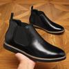 Autumn British Chelsea Boots Men's Retro Leather Short Boots Business Formal Pointed Office Oxford Shoes