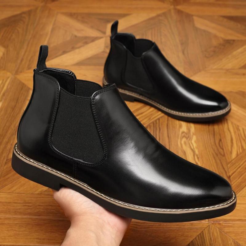 Autumn British Chelsea Boots Men's Retro Leather Short Boots Business Formal Pointed Office Oxford Shoes