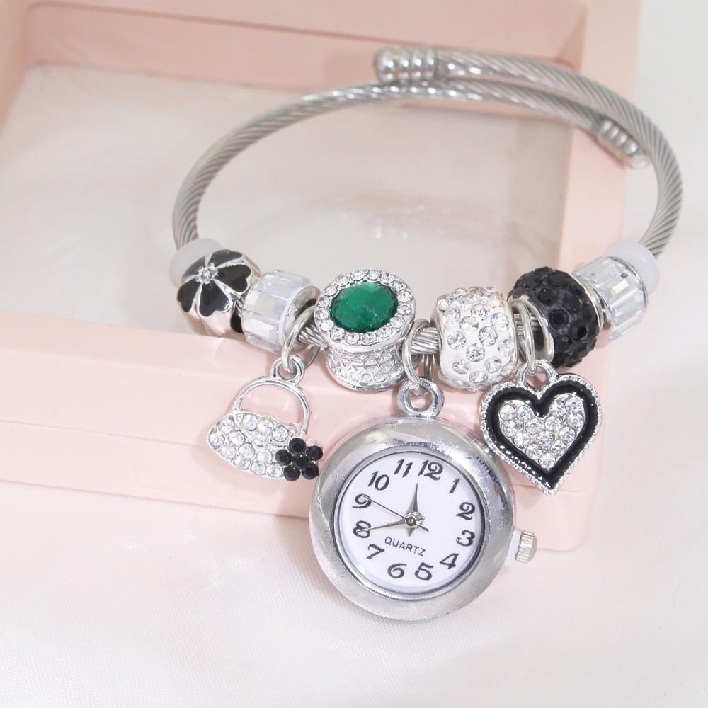 Precise Women s Bracelet Watches Adjustable Quartz Watch Trendy Beaded Watches  Birthday Gift Silver - 1