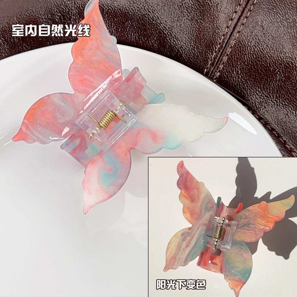 

Ніжна перламутрова шпилька-метелик для волосся для жінок, змінює колір від температури, вишукана, з дрібним блиском, шпильки для волосся для дівчаток, 1 шт.