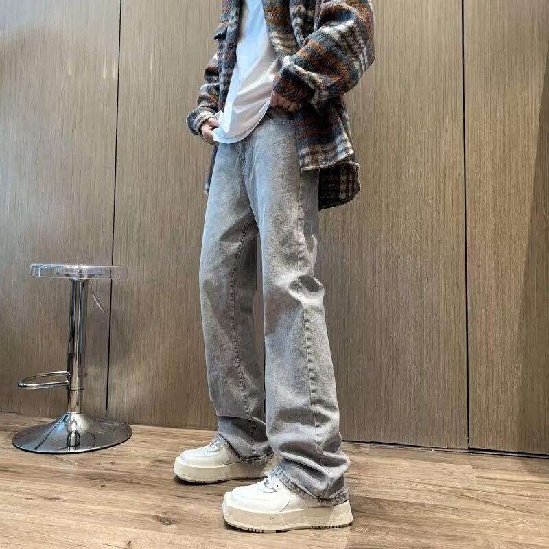 Джинсы JYL Мужские Сплэш-принт Винтаж Хай-стрит Свободные Узкие Прямые Джинсовые Брюки L（30） синий