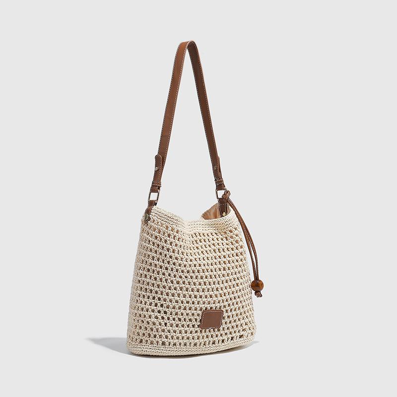 Newest Minimalist Summer Beach Woven Handles Tote Bag For Women Large Capacity Handmade Travel  Shoulder Crossbody Bag CLE