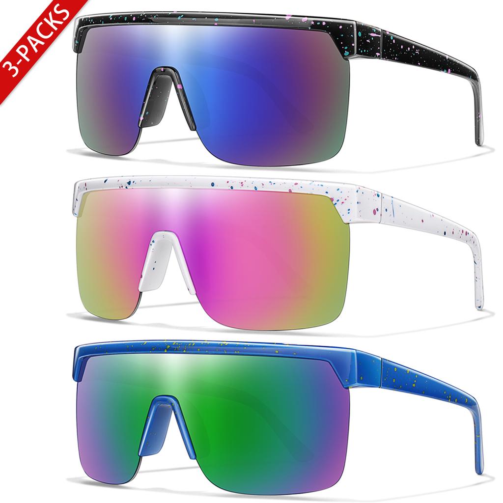 3 Pairs New Style Brand Glasses Female Male Outdoor SportS Square Windproof Riding Bike Hiking Goggles Driving Hiking Eyewear