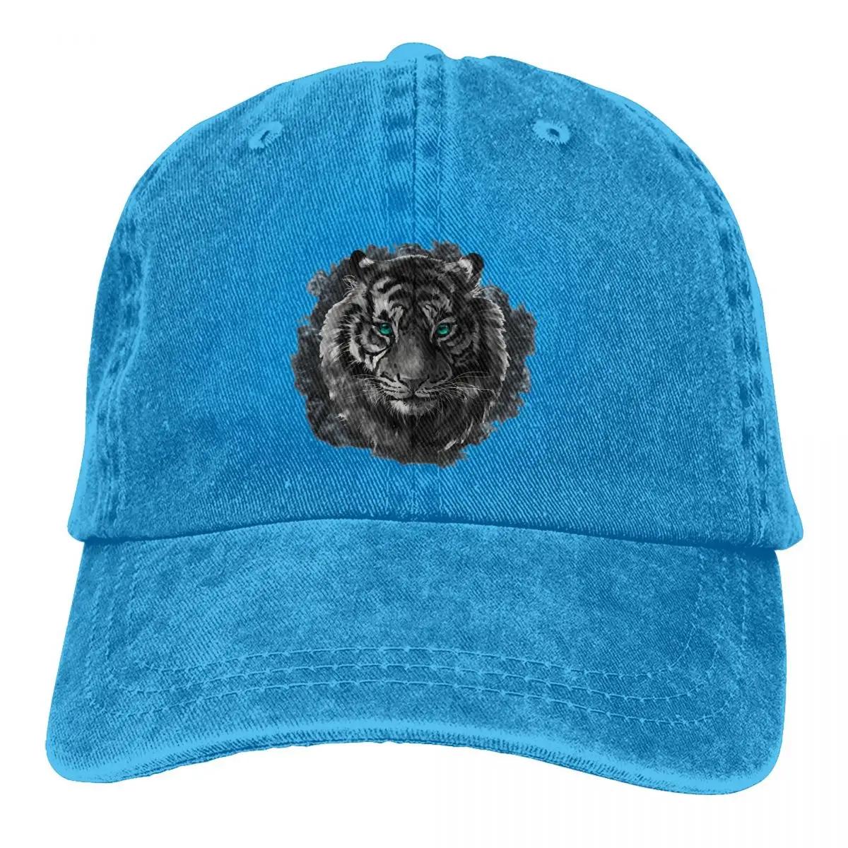 

Стираная мужская бейсболка серая кепка Trucker Snapback кепка Dad Hat Tiger Golf Hats Adjustable синий