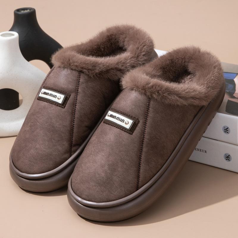 

Хлопковые тапочки, теплые осенью и зимой, водонепроницаемые и нескользящие для домашнего использования, зимние бархатные тапочки-грелки для ног для пары 44-45 for 43-44 yards кофейный