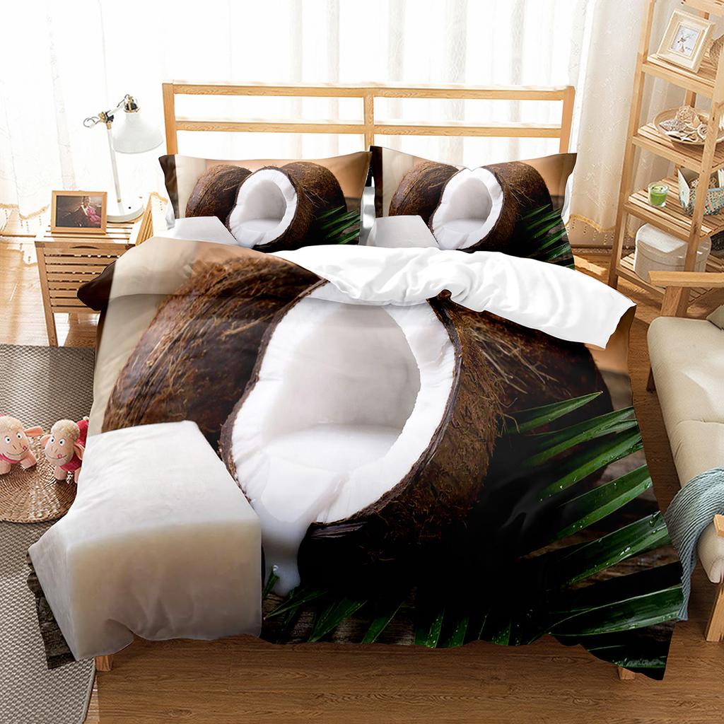 Coconut Duvet Cover Set Coconut Tree Pattern Quilt Cover for Boys Girls Kids Bedroom Decor Double Single Size Comforter Cover