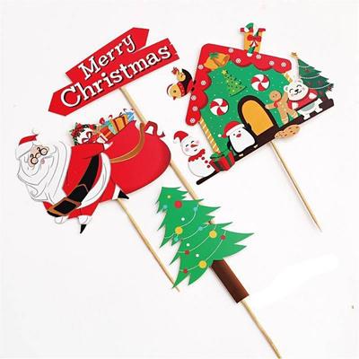 Useful Paper Cake Topper Merry Christmas New Year Cupcake Toppers Snowflake Santa Claus Christmas Cake Decor