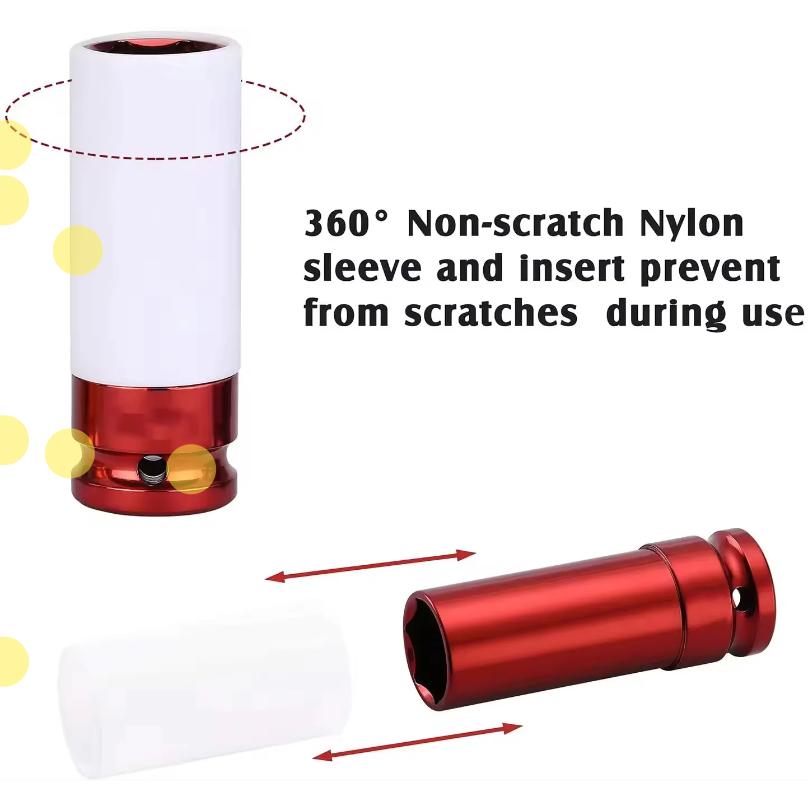 17mm 19mm 21mm Hex Sockets Colorful Sleeve Tire Protection Sleeve Wall-Deep Impact Nut Socket Alloy Wheel Pneumatic Wrench Tire