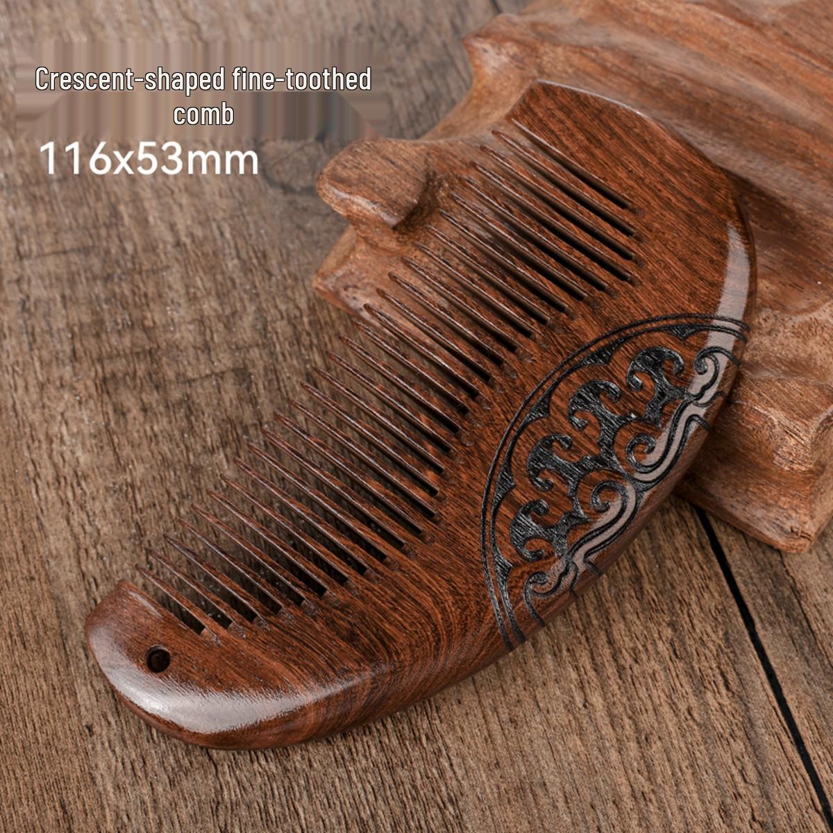 

Дорожный гребень из черного золотого сандала: Двусторонняя, резная деревянная лопаточная щетка для мужчин и женщин, портативный подарок.