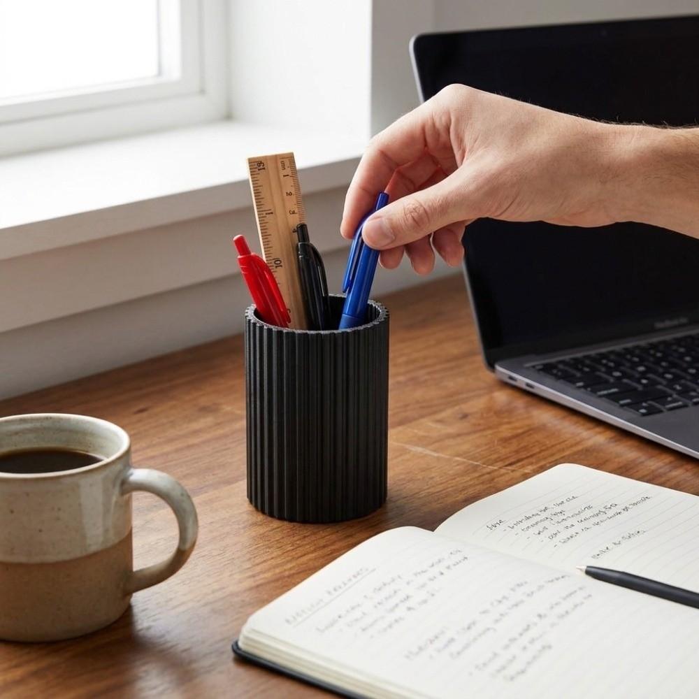 3D Printed Pencil Holder Minimalist Desk Stationery Storage Striped Pen Holder  Office Desk