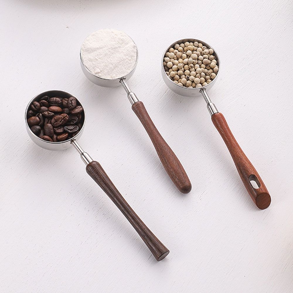 30ML Coffee Measuring Spoon Wood Handle Coffee Sugar Scoop  Baking Accessories