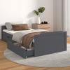 Vidaxl Bed Frame with Drawers, Dark Grey, Pine Wood, 90 X 200 Cm