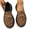 British Style Leopard Print Velvet Loafers with Thick Sole - Large Size, Slip-On Women's Shoes, Summer 2025 Collection.