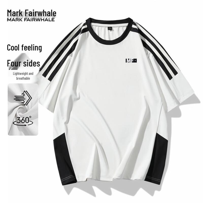 MARK FAIRWHALE Men s Spliced Round Neck Short Sleeve T-Shirt M