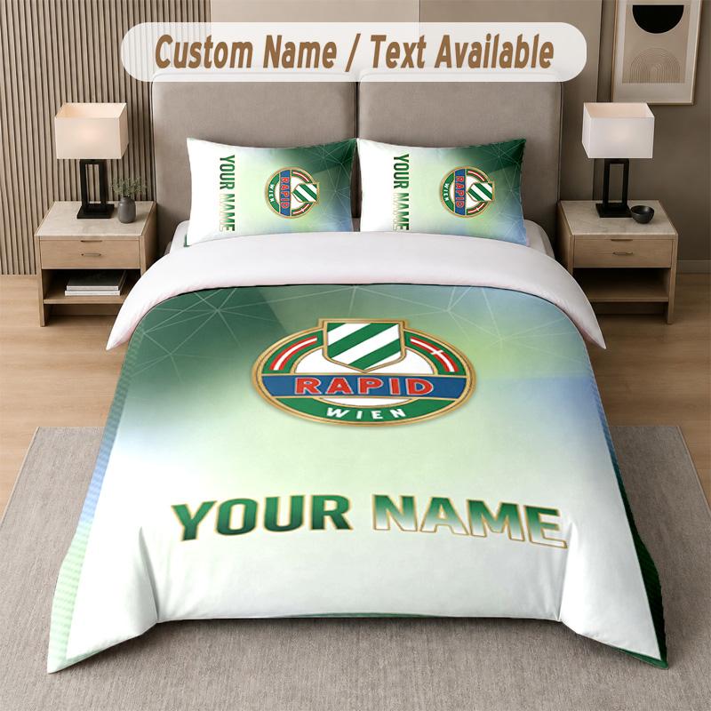 Rapid Wien FC Design Bedding Set Custom Text 1 Duvet Cover & 2 Pillow Cases