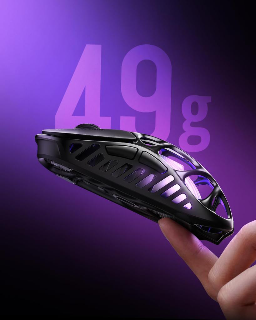Mouse Gamer Sem Fio GravaStar Mercury X 1K Polling PAW3950 32000 DPI Baixo Alto 83 Horas de Jogo RGB Iluminado Contínuo Magnésio Prata,