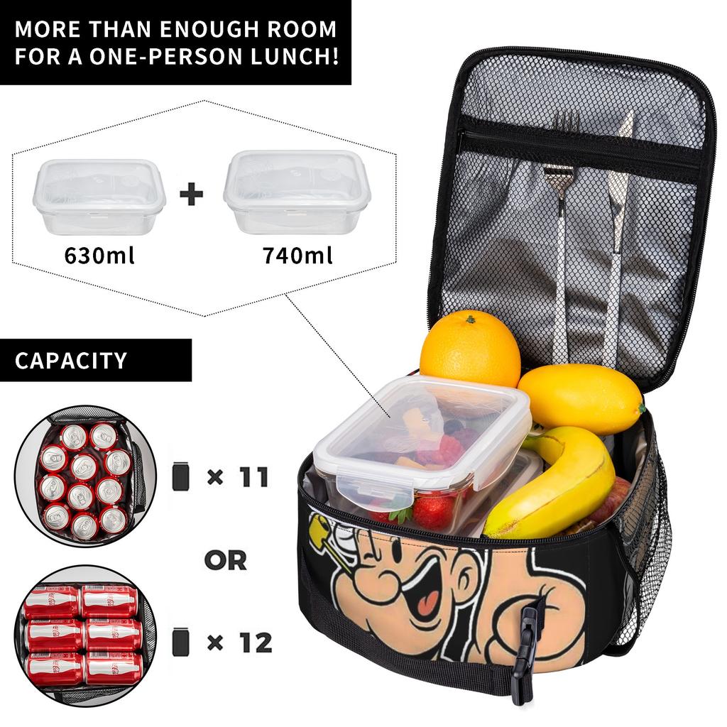 p-popeyes Accessories Insulated Lunch Tote Bag For Work Food Container Reusable Thermal Cooler Lunch Box