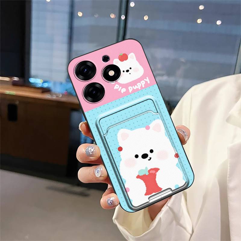Card Slot Anti-knock Phone Case For Tecno Spark 10 Pro/Ki7 Cartoon TPU Card Sleeve Fashion Design Dirt-resistant Cute