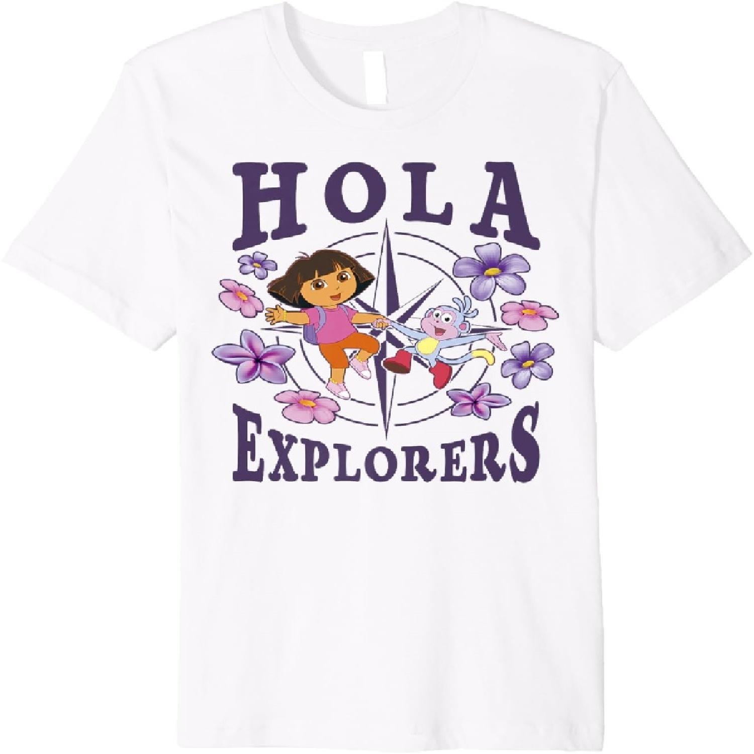 Dora the Explorer Hola Explorers Floral Compass Premium T-Shirt S