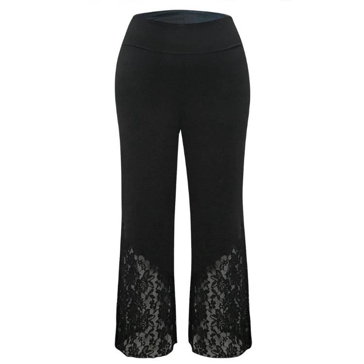 Women Plus Size Loose Wide Leg Lace Sports Leggings Pants