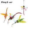 Colorful Simulation Goldfish Insect Cat Teaser Stick Heads Feather Pet Toy