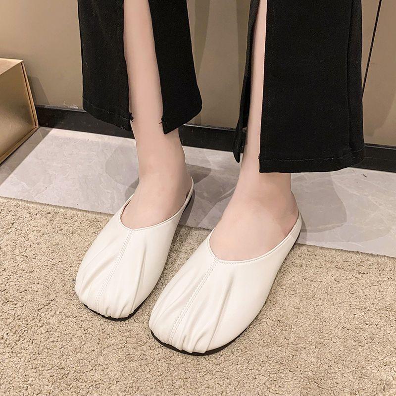 Baotou Half Slippers Women's Outer Wear 2025 New Spring and Summer Retro Lazy Grandma Shoes Muller Shoes Flat Cool Slippers