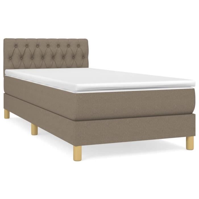 VidaXL Lit à sommier tapissier avec matelas Taupe 80x200 cm Tissu 3140813