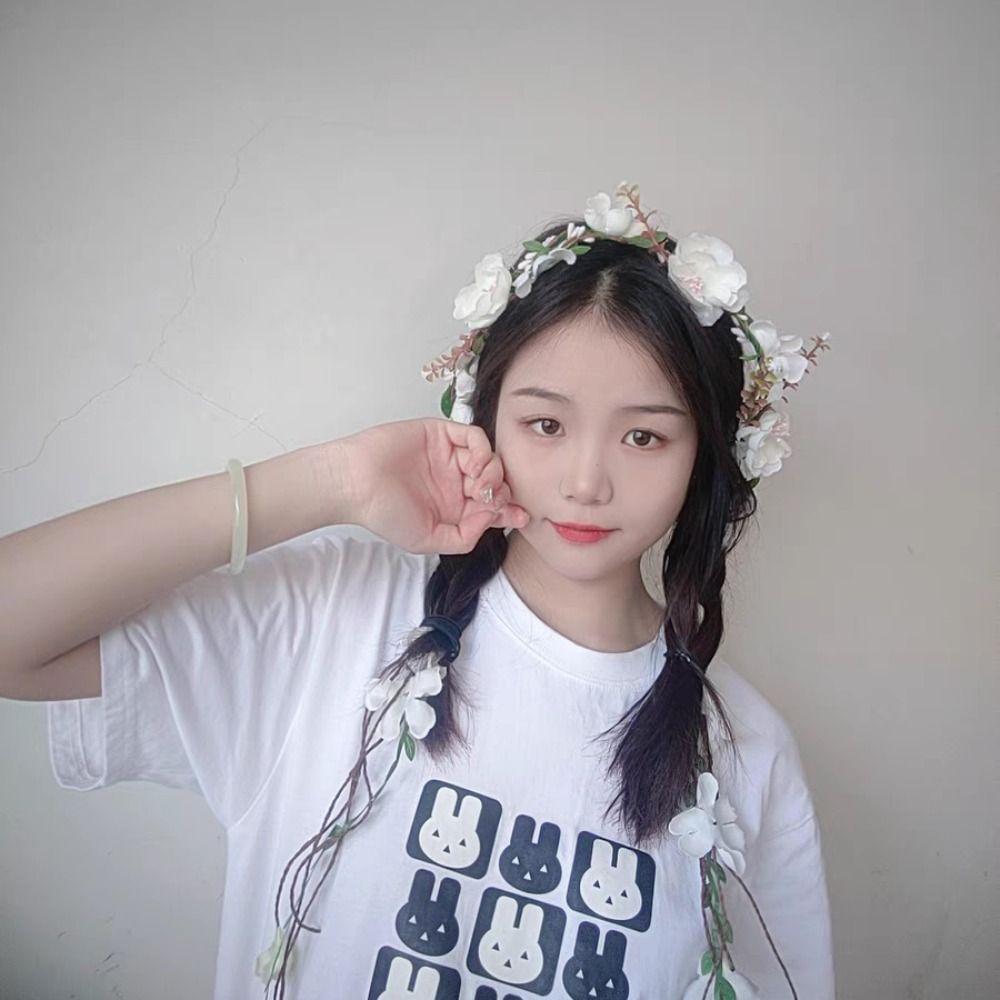 

Hair Hoop Flower Headband Branch Bridal Crown Elegant Floral Garland Girls белый