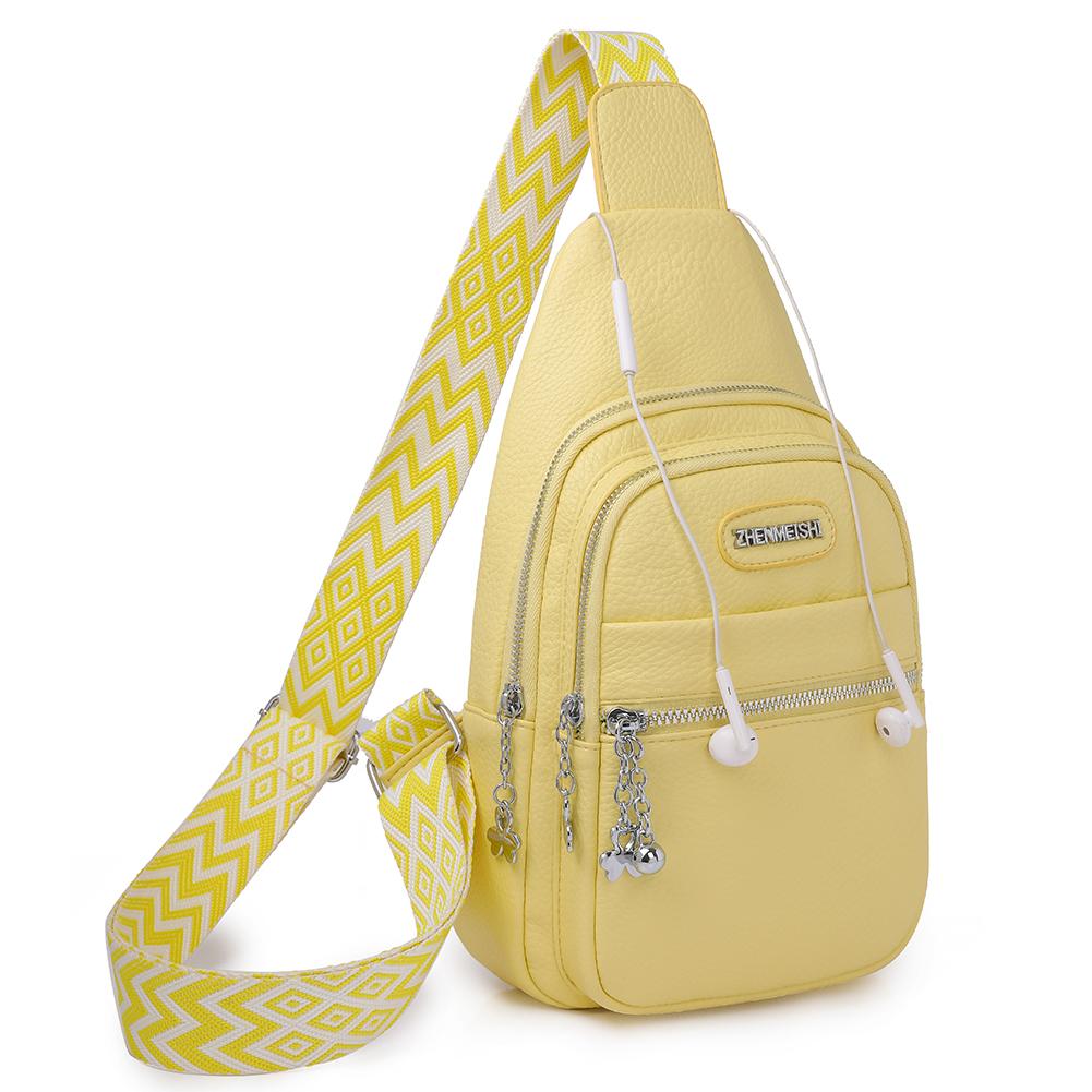 Women Chest Bag PU Leather Fashion Shoulder Bag Simple Casual Chest Waist Pocket