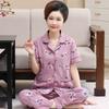 Summer cotton pajamas women's short-sleeved trousers middle-aged women's plus-size cardigan set thin loungewear