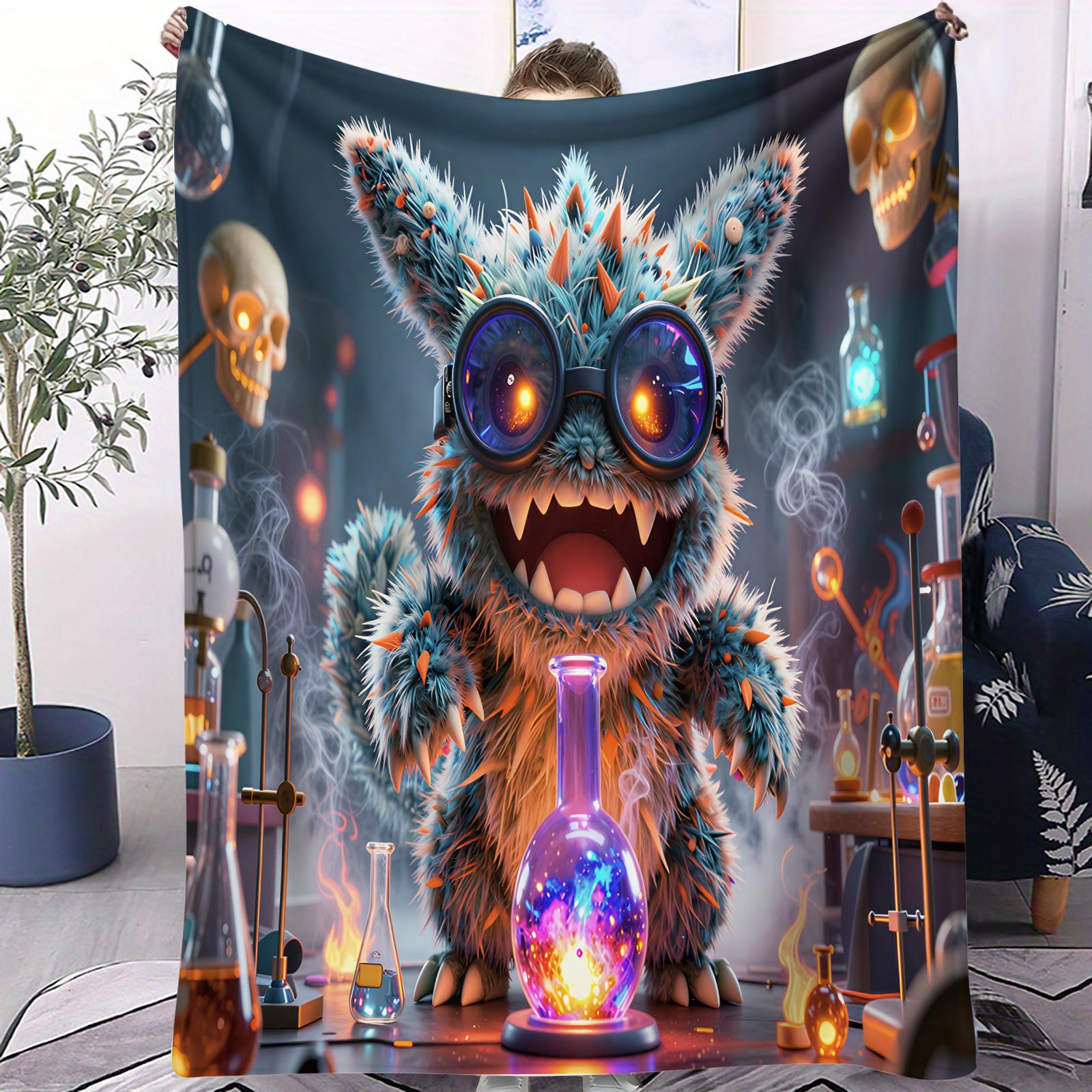 Cartoon Pikachu Theme Monster Printed Flannel Blanket For OfficeCamp Travel Multifunctional Universal Blanket Fan Gift 70x100cm
