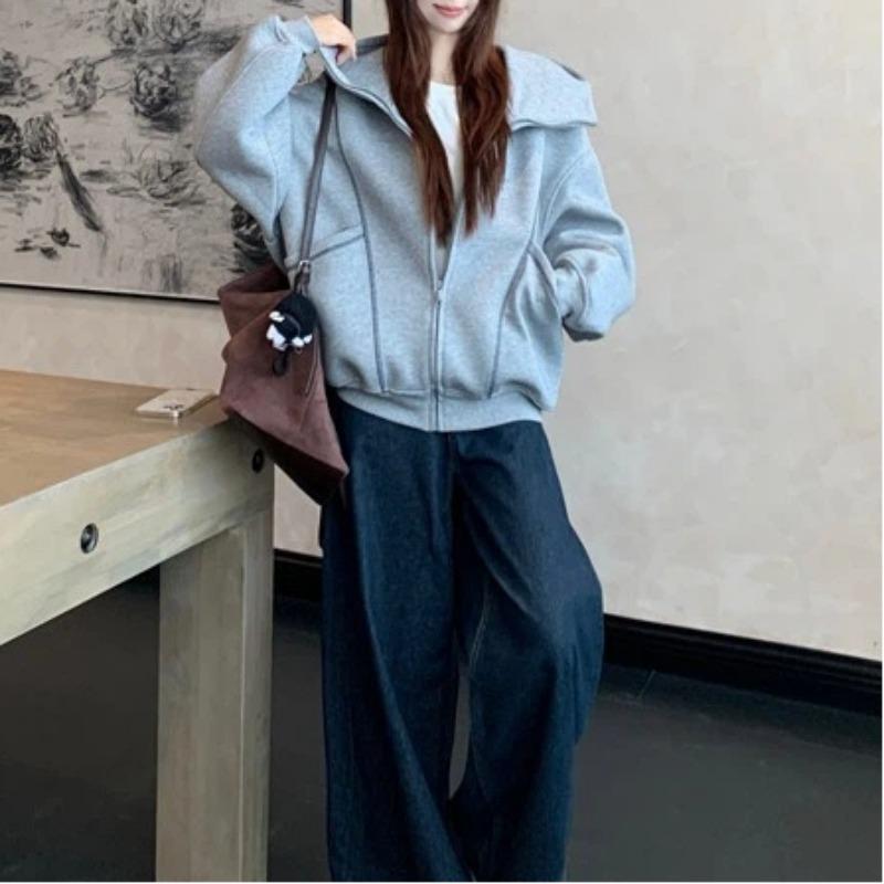Korean Style Hooded Long-sleeved Sweatshirt for Women Autumn New Casual Sports Style Splicing Design Foreign Style Jacket