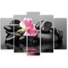 Five Piece Picture Canvas Print Stones Flower Zen Spa