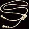 Fashion White Bead Necklace Long Multi Layer Knotted Dress Sweater Chain Women's Faux Pearl Tassel Neck Chain