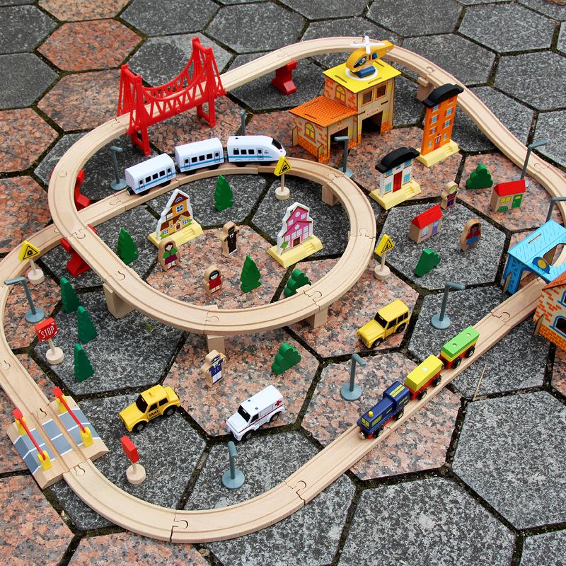 Children's Wooden Thomas Small Train Railcar Traffic Mine Set Educational Baby Early Education Toys