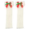 Ribbed Knitted Christmas Boot Cuffs for Women Sweet Bowknot Festival Plush Trim Leg Warmers Calf Socks for Cold Weather